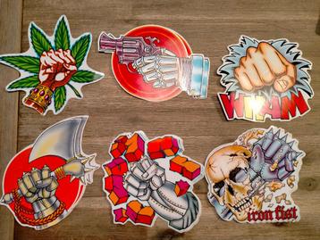 Vuist pats boem strip stickers logo vintage set Iron fist  beschikbaar voor biedingen