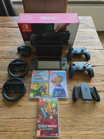 Nintendo Switch incl 3 spellen, 2 pro controllers en hoesje beschikbaar voor biedingen