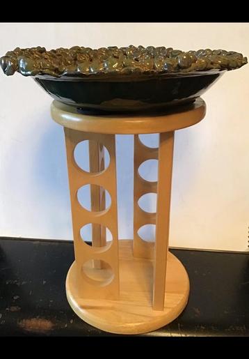 Modern houten plantentafeltje, console, zuil, ong 29 cm hoog beschikbaar voor biedingen