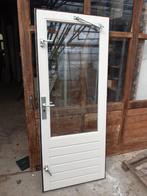 Hardhouten buitendeur, Ophalen, Gebruikt, 200 tot 215 cm, Glas