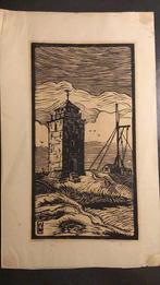 Houtsnede vuurtoren Katwijk, Ophalen of Verzenden