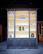 Hoge antieke winkelkast | Boekenkast | Zwart  / Wit #2219, Huis en Inrichting, Kasten | Boekenkasten, Niet ingevuld, 200 cm of meer