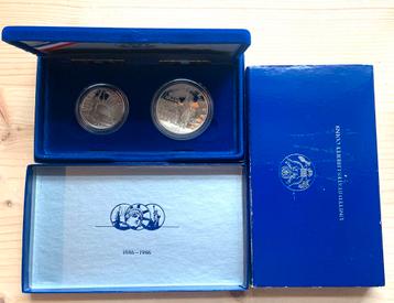USA zilveren Dollar & halve Dollar 1986 Proof in setje beschikbaar voor biedingen