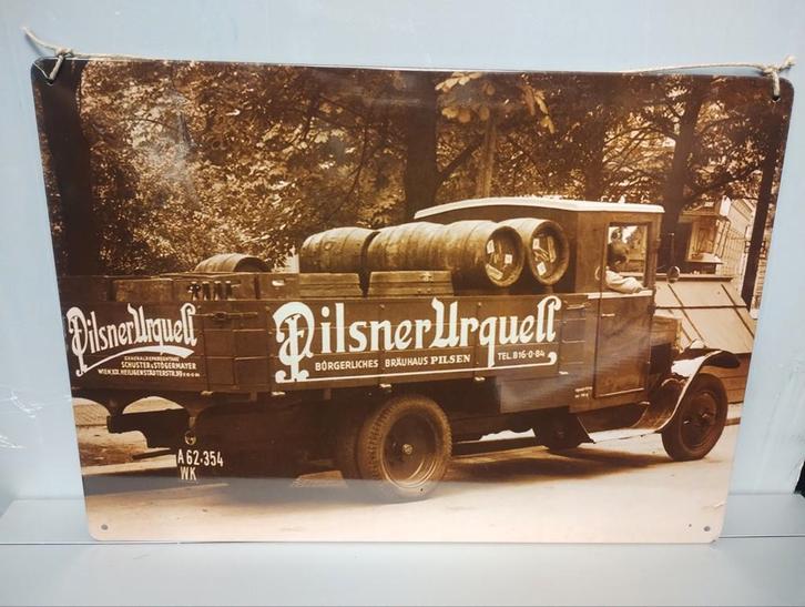 Urquell Pilsner bier reclamebord, Verzamelen, Biermerken, Zo goed als nieuw, Reclamebord, Plaat of Schild, Overige merken, Ophalen of Verzenden