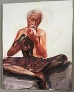 Indonesisch handgeschilderd doek, Antiek en Kunst, Ophalen