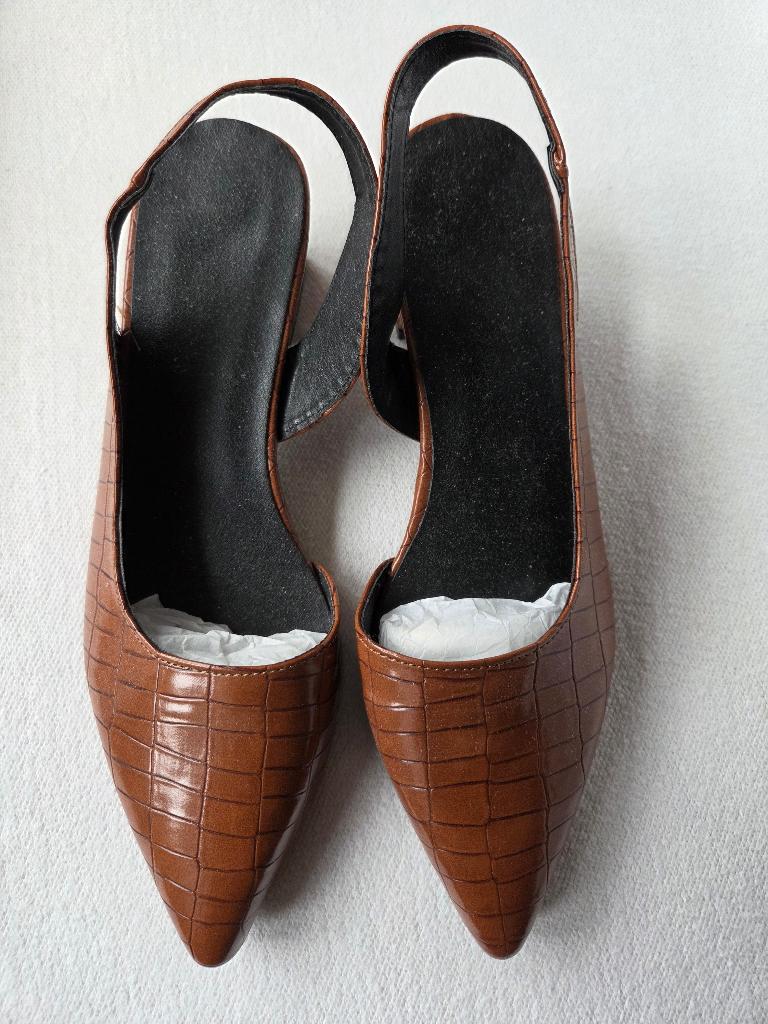Dames slingback pump maat 39 cognac *NIEUW*, Pumps, Overige kleuren, Nieuw, Ophalen of Verzenden