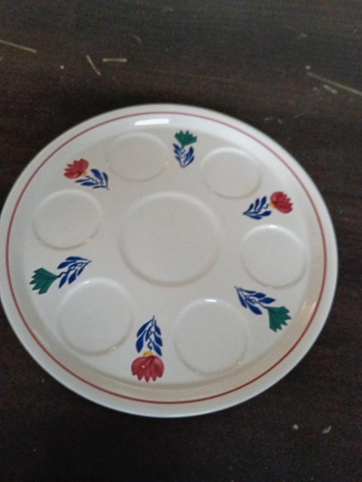 Vintage Boerenbont Eierdopjes Bord, Huis en Inrichting, Keuken | Servies, Gebruikt, Bord(en), Boerenbont, Aardewerk, Ophalen of Verzenden