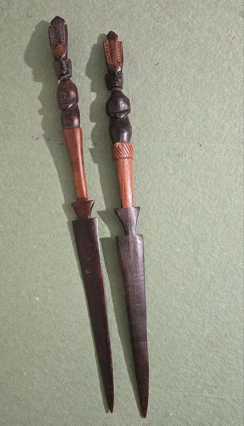 Afrikaanse Houten Messen/Briefopeners - Handgesneden, Antiek en Kunst, Kunst | Beelden en Houtsnijwerken, Ophalen of Verzenden