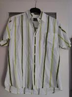Hans heren overhemd wit met zwart / lime strepen, Kleding | Heren, Ophalen of Verzenden, Zo goed als nieuw, Wit, Halswijdte 41/42 (L)