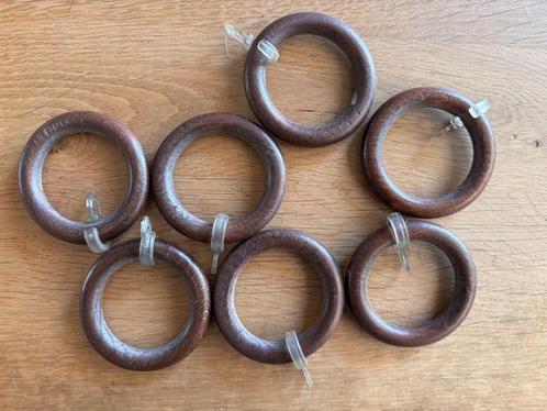 Gordijnringen Donker Hout - Ring voor roede 20 of 25 mm (2), Huis en Inrichting, Stoffering | Gordijnen en Lamellen, Zo goed als nieuw