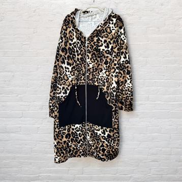 Made in Italy Vest One Size Bruin Zwart Panterprint Lang beschikbaar voor biedingen