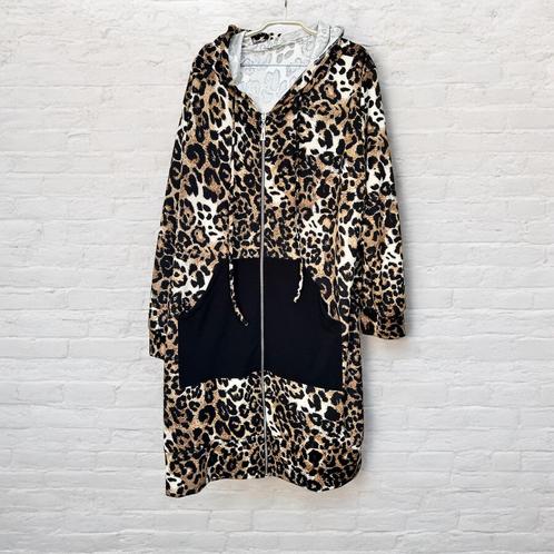 Made in Italy Vest One Size Bruin Zwart Panterprint Lang, Kleding | Dames, Grote Maten, Zo goed als nieuw, Trui of Vest, Bruin