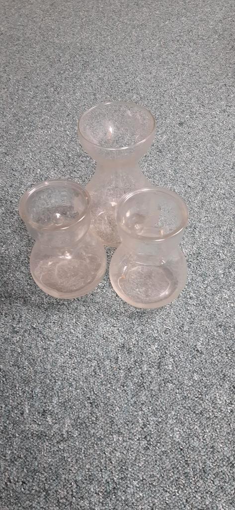 Set van 3 Bloembolvaasjes, Huis en Inrichting, Woonaccessoires | Vazen, Gebruikt, Wit, Minder dan 50 cm, Glas, Ophalen