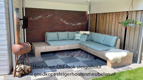 Zeer nette buiten loungebank op maat, Tuin en Terras, Tuinsets en Loungesets, Nieuw, Loungeset, Steigerhout, 8 zitplaatsen, Bank