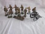 10 Engelse soldaten Durso? met blikken kanon Marklin?, Antiek en Kunst, Antiek | Speelgoed, Ophalen of Verzenden