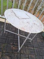 Uitklapbare ronde witte tuintafel, Tuin en Terras, Rond, Gebruikt, Ophalen, Aluminium