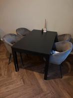 Ikea zwarte uitschuiftafel, Huis en Inrichting, Ophalen, Gebruikt, Rechthoekig, 50 tot 100 cm