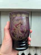 Glas paars herdenking Koningin Wilhelmina 25 jaar, Antiek en Kunst, Antiek | Glas en Kristal, Ophalen of Verzenden