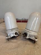 Twee Wandlampen , 1900-30, Bauhaus, industrieel, Huis en Inrichting, Lampen | Wandlampen, Ophalen of Verzenden, Gebruikt, Glas