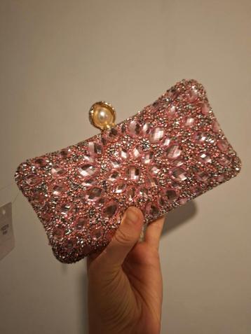 Nieuwe Roze Avondtasje met Strass beschikbaar voor biedingen