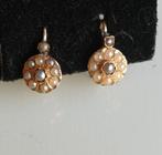 Antieke 14K oorbellen / oorhangers gezet met zaadpareltjes, Sieraden, Tassen en Uiterlijk, Antieke sieraden, Verzenden, Goud, Oorbellen