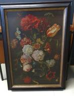 1875 Oude lijst met bloemen op linnen gedrukt Hollandse  Hol, Minder dan 50 cm, Verzenden, Nieuw, Minder dan 50 cm