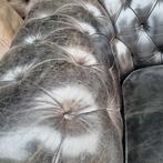 Chesterfield Springvale bank vintage zwart leer + BEZORGING, Gebruikt, Chesterfield, Ophalen of Verzenden, Rechte bank