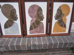 3 Portr. Schild AFRIK. CONGOL Vrouwen, sign N.GOMBE, Ophalen of Verzenden
