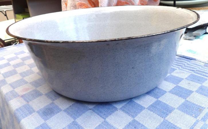 oude emaille waskom/ grijs emaille kom/ teil, Antiek en Kunst, Antiek | Emaille, Ophalen of Verzenden