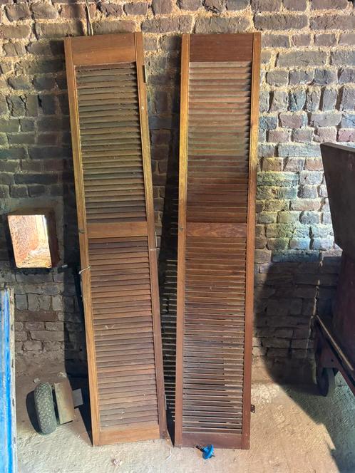 Vintage houten louvre deuren / shutterdeuren – set van 2, Doe-het-zelf en Verbouw, Deuren en Horren, Ophalen