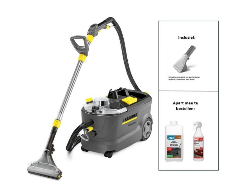 Te huur: Karcher Puzzi 10/1 tapijt / bekledingsreiniger, Doe-het-zelf en Verbouw, Reinigingsmachines, Zo goed als nieuw, Ophalen