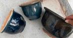 3 bloempotten blauw, Ophalen, Rond, Zo goed als nieuw, Aardewerk