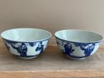2 Chinese blauw/witte kommen decor 3 figuren in prima staat, Verzenden