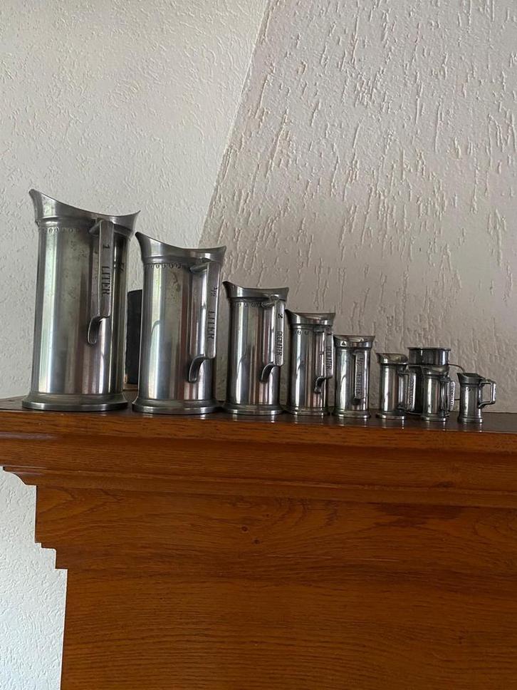 Antieke Tinnen Lietermaten Set, Antiek en Kunst, Antiek | Keukenbenodigdheden, Ophalen of Verzenden