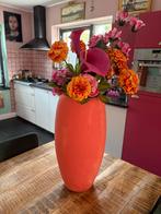 Oranje Vaas met Zijdebloemen - 56cm, Huis en Inrichting, Woonaccessoires | Vazen, Overige materialen, 50 tot 75 cm, Oranje, Ophalen of Verzenden