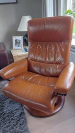 Stressless relax fauteuil cognac kleur, Huis en Inrichting, Fauteuils, Ophalen, Gebruikt, Minder dan 75 cm, Hout