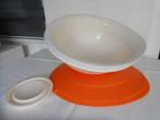 Tupperware set: Mixkom-Mengkom-Vergiet Crème/Oranje NIEUW, Ophalen of Verzenden, Nieuw, Crème, Bak of Kom