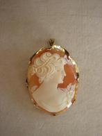 Ovale Camee Madonna Broche – Hanger in 14k gouden zetting , Gebruikt, Minder dan 4 cm, Ophalen of Verzenden, Goud