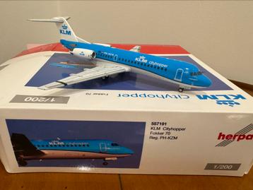 Herpa 1:200 KLM Fokker 70 diecast schaalmodel vliegtuig  beschikbaar voor biedingen