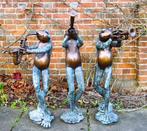 3 Musicerende bronzen kikkers, Ophalen, Nieuw, Metaal, Dierenbeeld
