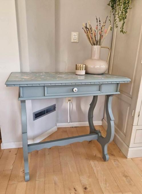 Gerestylde sidetable oude schrijverstafel bijzettafel, Huis en Inrichting, Tafels | Sidetables, Zo goed als nieuw, Rechthoekig