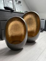 2 Luxe Ei-vormige Kandelaren – Goud/Zwart, Huis en Inrichting, Ophalen, Zo goed als nieuw, Metaal
