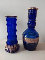 Vintage vazen blauw met goud persglas, Antiek en Kunst, Ophalen of Verzenden