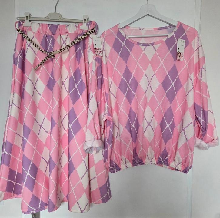 Blouse & Rok Set - Ruitpatroon, Kleding | Dames, Overige Dameskleding, Nieuw, Ophalen of Verzenden