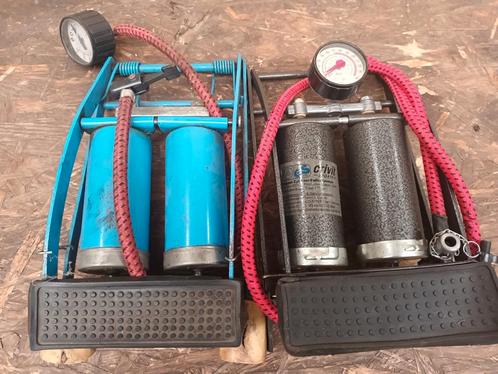 2x Voetpomp - Dubbele Cilinder - Met Drukmeter, Fietsen en Brommers, Fietsaccessoires | Fietspompen, Gebruikt, Drukmeter, Ophalen of Verzenden
