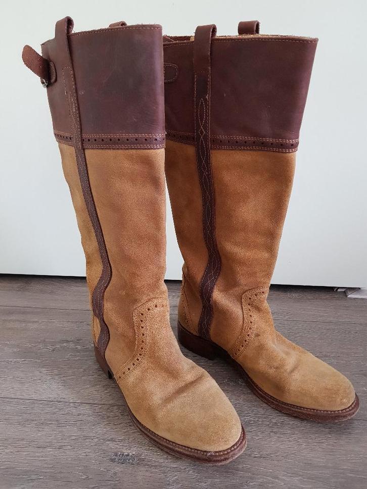 Suède / leren laarzen dames -- maat 38 -- Sancho boots, Kleding | Dames, Schoenen, Zo goed als nieuw, Hoge laarzen, Bruin, Ophalen of Verzenden