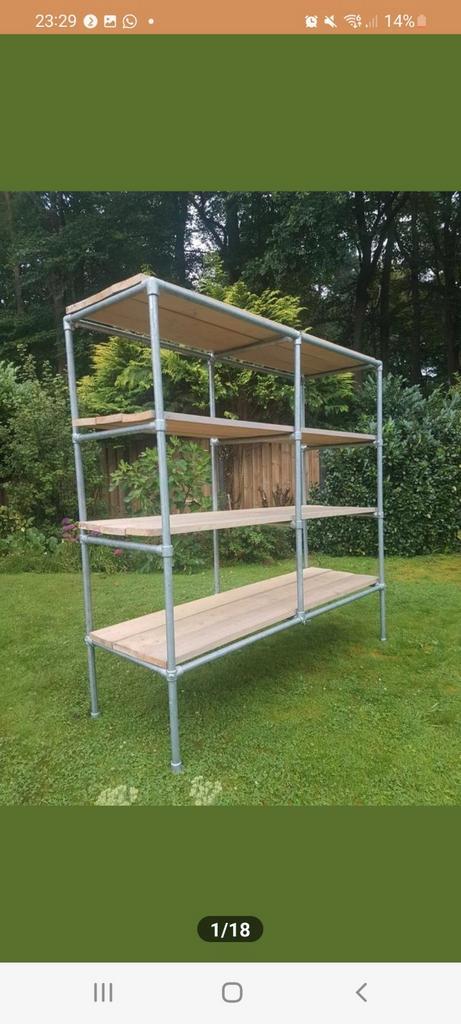 4x de allermooiste steigerbuis steigerpijp steigerhouten kas, Huis en Inrichting, Kasten | Stellingkasten, Zo goed als nieuw, Ophalen