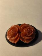 oude celluloid carved roses broche, Overige materialen, Overige kleuren, Verzenden, Minder dan 4 cm