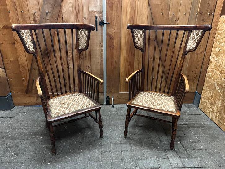 Set 2 engelse Arts & Crafts fauteuil’s, Antiek en Kunst, Antiek | Meubels | Stoelen en Banken, Ophalen of Verzenden