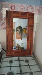 Masief houten groten spiegel, Huis en Inrichting, Woonaccessoires | Spiegels, Ophalen of Verzenden, Rechthoekig, Minder dan 50 cm